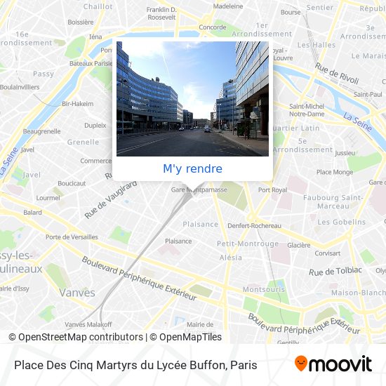 Place Des Cinq Martyrs du Lycée Buffon plan