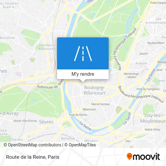 Comment aller  Route de la Reine, Boulogne-Billancourt en mtro, bus ou  tram?