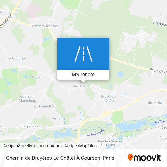 Chemin de Bruyères-Le-Châtel À Courson plan