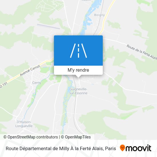 Route Départemental de Milly À la Ferté Alais plan