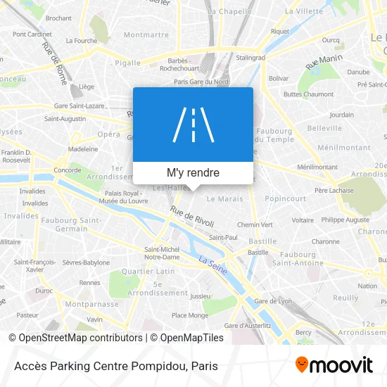 Accès Parking Centre Pompidou plan