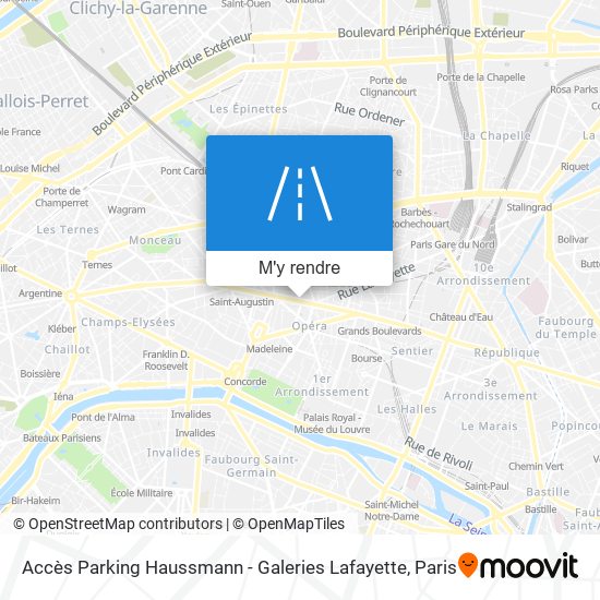 Accès Parking Haussmann - Galeries Lafayette plan