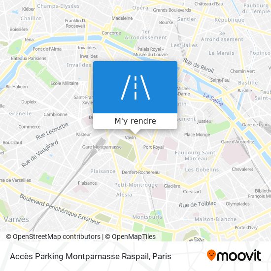 Accès Parking Montparnasse Raspail plan