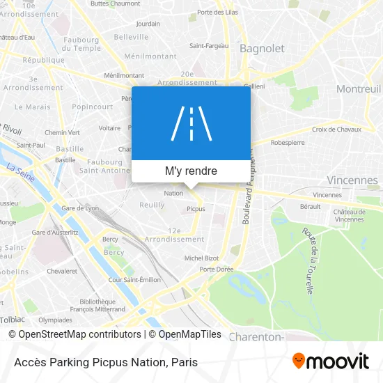 Accès Parking Picpus Nation plan