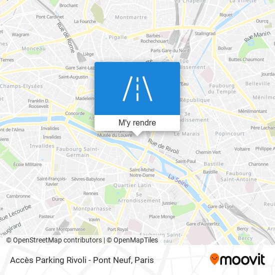 Accès Parking Rivoli - Pont Neuf plan
