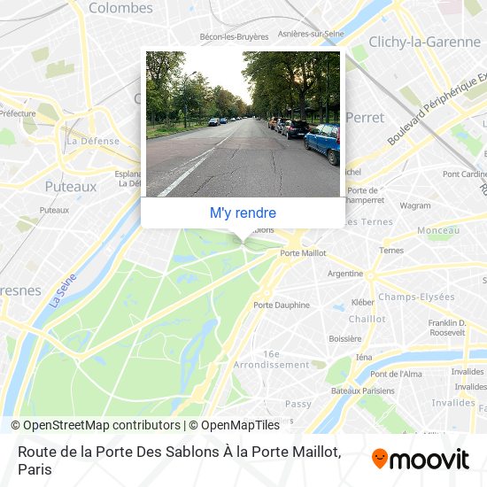 Route de la Porte Des Sablons À la Porte Maillot plan