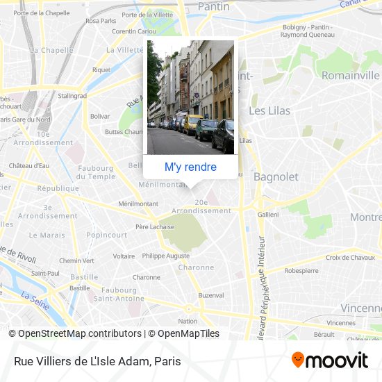 Rue Villiers de L'Isle Adam plan