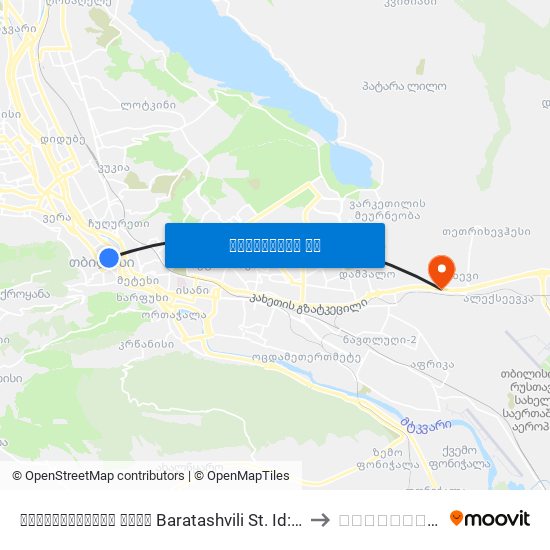 ბარათაშვილის ქუჩა Baratashvili St. Id:3065 to გარდაბანი map
