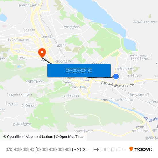 მ/ს ვარკეთილი (მიკროავტობუსები) - 20208 to თბილისი map