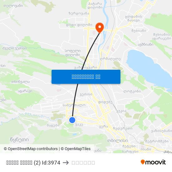 ვაკის პარკი (2) Id:3974 to მცხეთა map