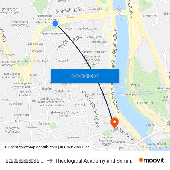 ბარათაშვილის ქუჩა (კონკა) - 3931 to Theological Academy and Seminary | სასულიერო აკადემია და სემინარია map