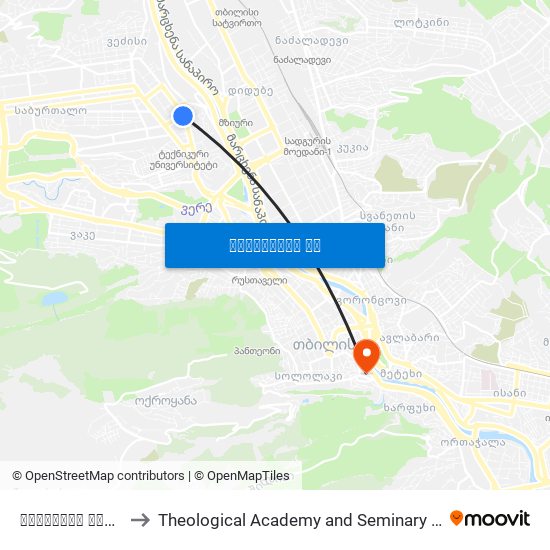 სააკაძის მოედანი   - [1007] to Theological Academy and Seminary | სასულიერო აკადემია და სემინარია map