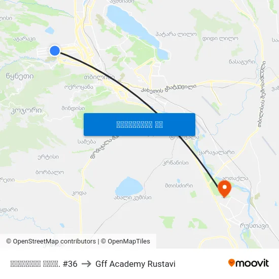 ყაზბეგის გამზ. #36 to Gff Academy Rustavi map