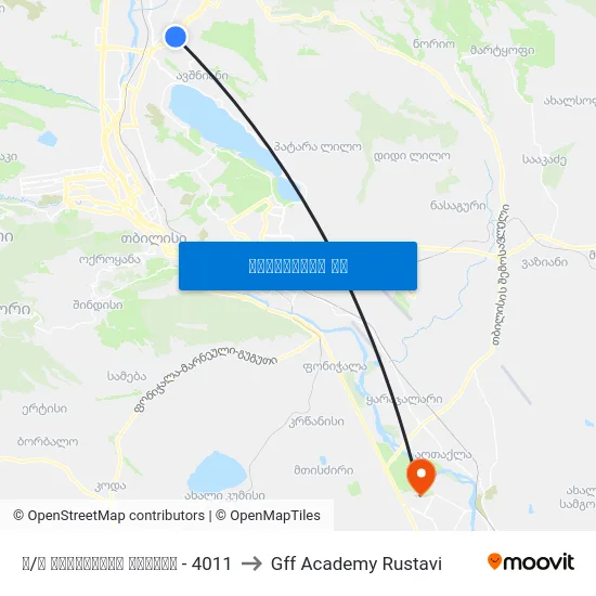 მ/ს ახმეტელის თეატრი - 4011 to Gff Academy Rustavi map