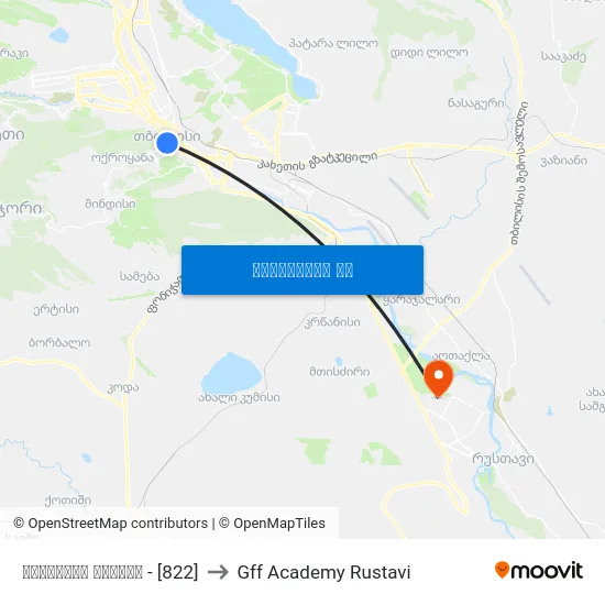 პუშკინის სკვერი - [822] to Gff Academy Rustavi map