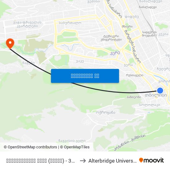 ბარათაშვილის ქუჩა (კონკა) - 3931 to Alterbridge University map