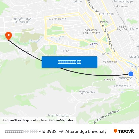 ბარათაშვილის ქუჩა - Id:3932 to Alterbridge University map