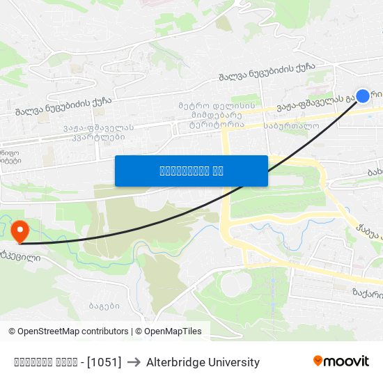 ჭილაძის ქუჩა - [1051] to Alterbridge University map