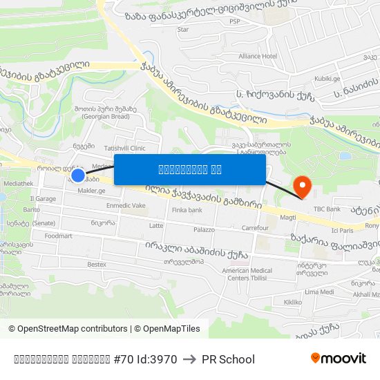 ჭავჭავაძის გამზირი #70 Id:3970 to PR School map