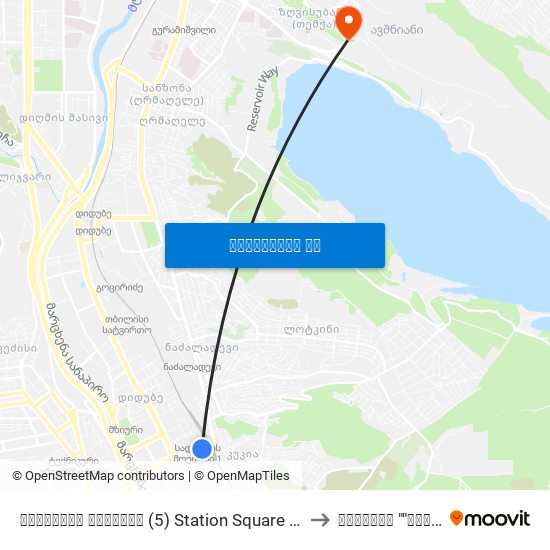 სადგურის მოედანი (5) Station Square (5) - Id:3076 to კლინიკა ""ჯერარსი"" map