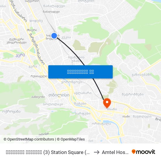 სადგურის მოედანი (3) Station Square (3) - Id:3074 to Amtel Hospitali map