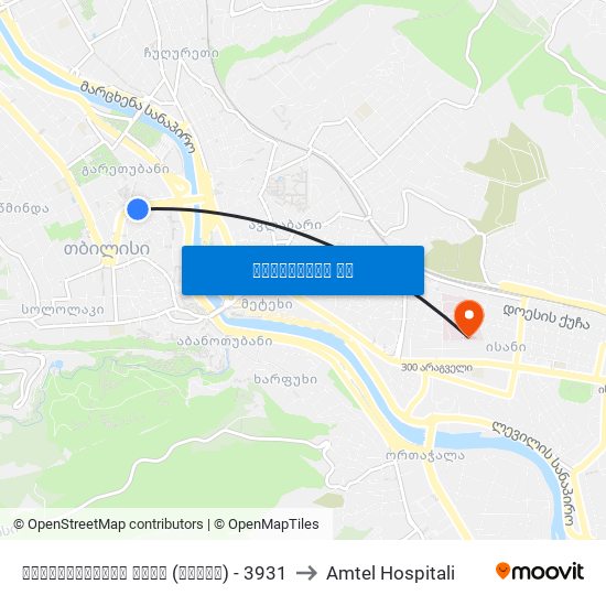ბარათაშვილის ქუჩა (კონკა) - 3931 to Amtel Hospitali map