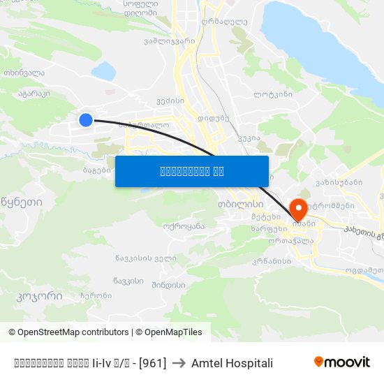ნუცუბიძის ქუჩა Ii-Iv მ/რ - [961] to Amtel Hospitali map