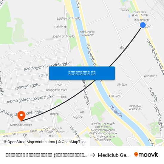 გამოფენა ექსპოჯორჯია (მოპირდაპირედ) - [905] to Mediclub Georgia map