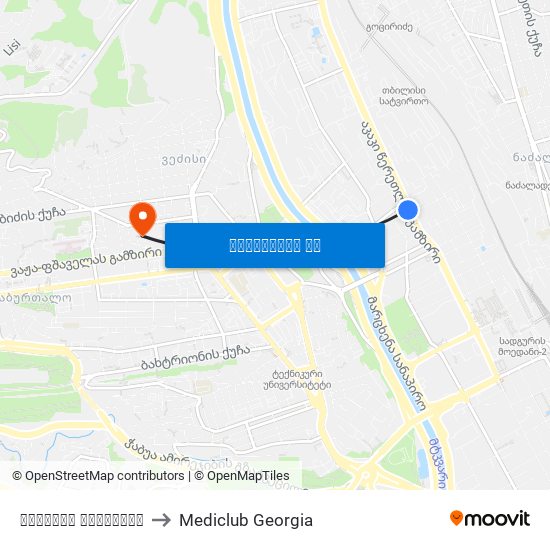 დიდუბის პანთეონი to Mediclub Georgia map