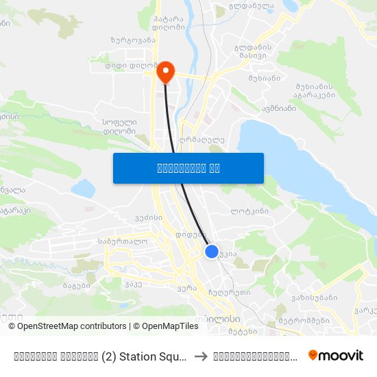 სადგურის მოედანი (2) Station Square (2) - Id:799 to ტრავმატოლოგიური კლინიკა map