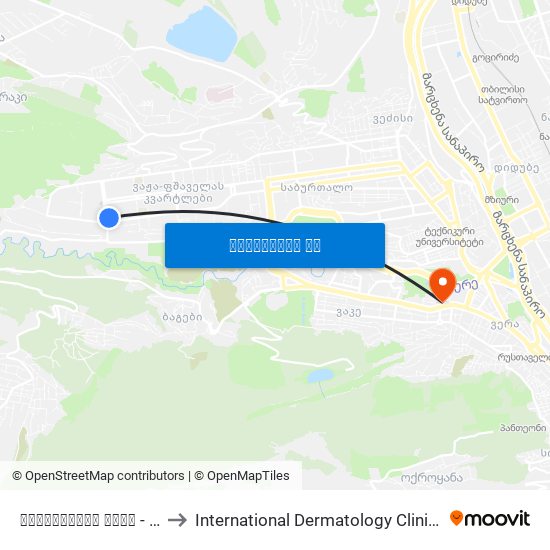 ქავთარაძის ქუჩა  - [975] to International Dermatology Clinic ""Kani"" map