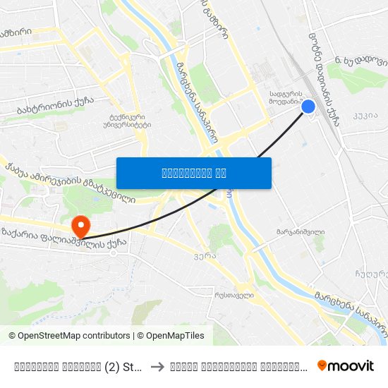 სადგურის მოედანი (2) Station Square (2) - Id:799 to ილიას სახელმწიფო უნივერსიტეტი - Ilia State University map