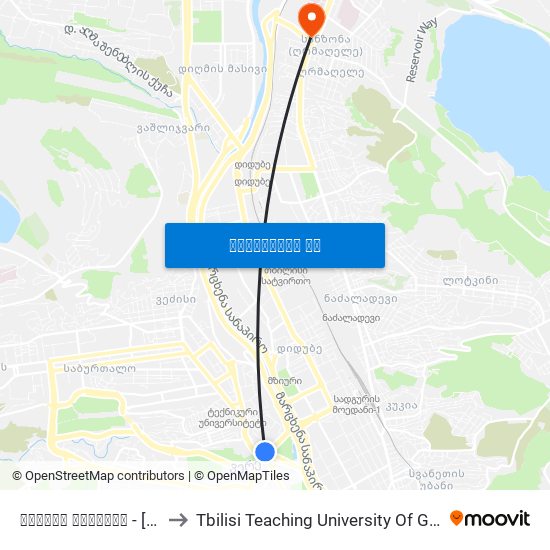 გმირთა მოედანი - [803] to Tbilisi Teaching University Of Georgia map