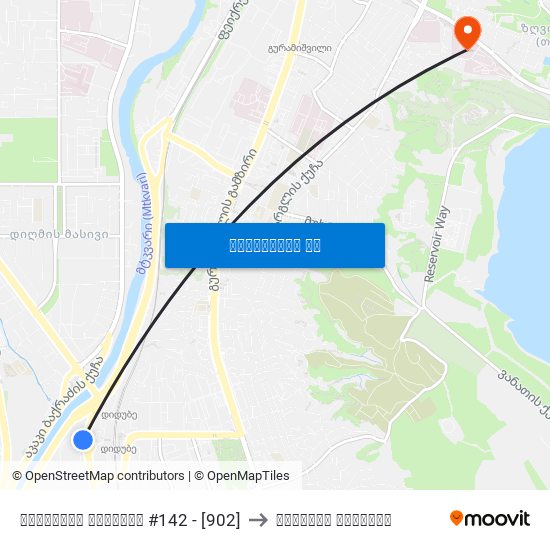 წერეთლის გამზირი #142 - [902] to ბავშვთა კლინიკა map