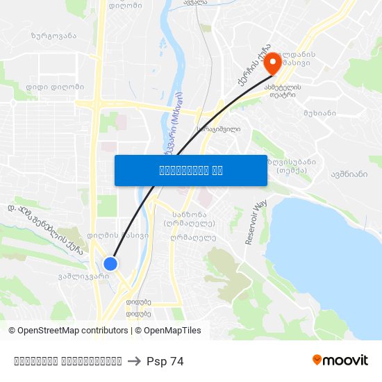 პოლიციის სამმართველო to Psp 74 map