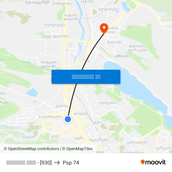 ცინცაძის ქუჩა  - [930] to Psp 74 map