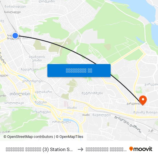 სადგურის მოედანი (3) Station Square (3) - Id:3074 to სამედიცინო ცენტრი ჯამრთელობა map