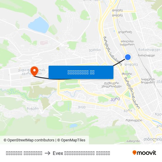 დიდუბის პანთეონი to Evex დიაგნოსტიკური ცენტრი map