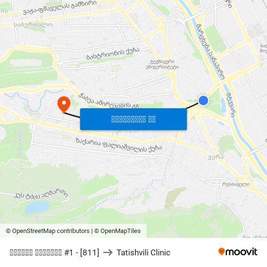 გმირთა მოედანი #1 - [811] to Tatishvili Clinic map