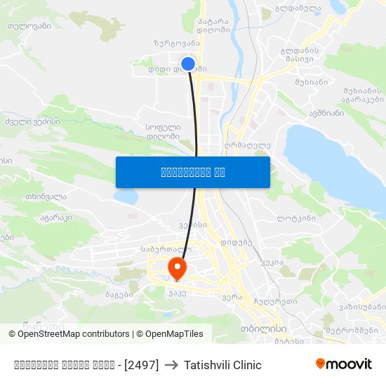 ფარნავაზ მეფის ქუჩა - [2497] to Tatishvili Clinic map