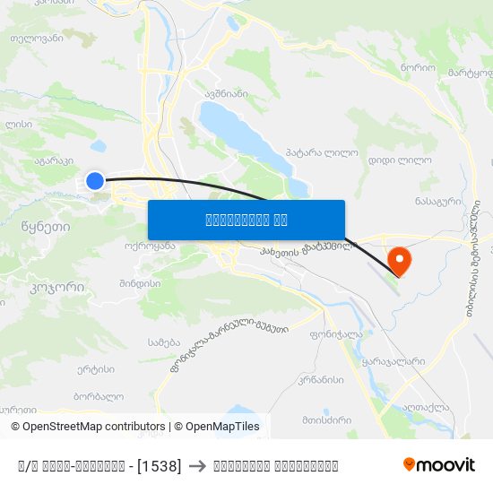 მ/ს ვაჟა-ფშაველა - [1538] to თბილისის აეროპორტი map