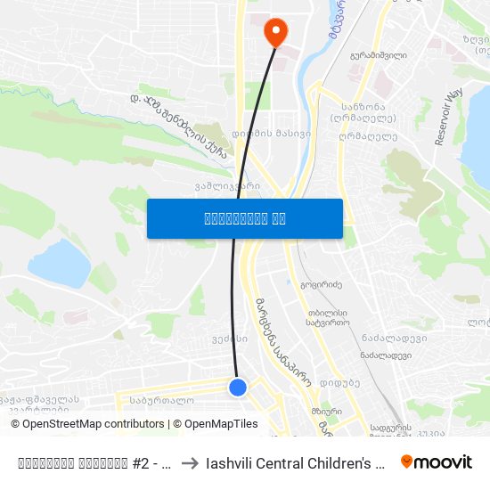 ყაზბეგის გამზირი #2 - [1004] to Iashvili Central Children's Hospital map