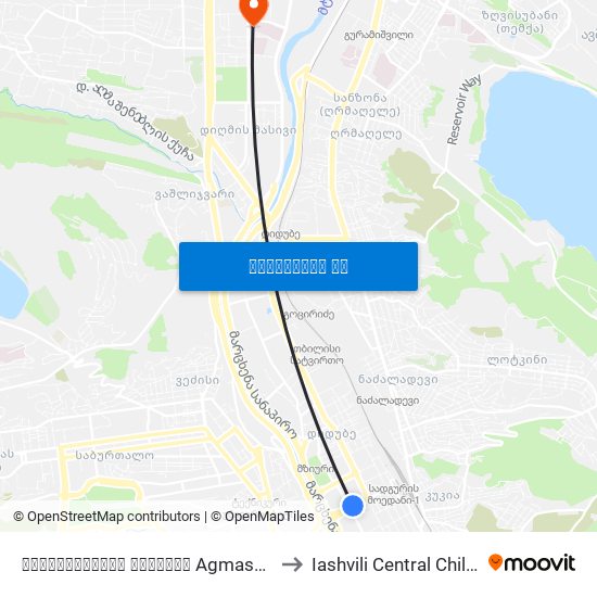 აღმაშენებლის გამზირი Agmashenebeli Ave.-  Id:2786 to Iashvili Central Children's Hospital map