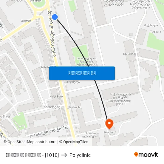 სააკაძის მოედანი   - [1010] to Polyclinic map