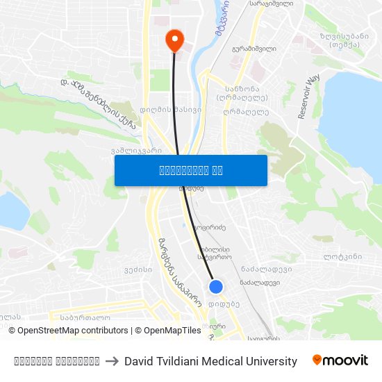 დიდუბის პანთეონი to David Tvildiani Medical University map