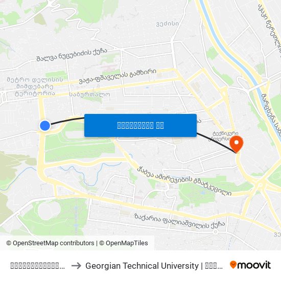 უნივერსიტეტის ქუჩა - [1266] to Georgian Technical University | საქართველოს ტექნიკური უნივერსიტეტი map