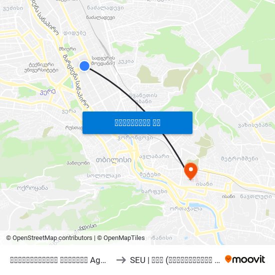 აღმაშენებლის გამზირი Agmashenebeli Ave.-  Id:2786 to SEU | სეუ (საქართველოს ეროვნული უნივერსიტეტი) map