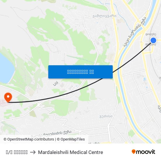 მ/ს დიდუბე to Mardaleishvili Medical Centre map