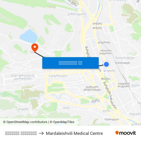 დიდუბის პანთეონი to Mardaleishvili Medical Centre map