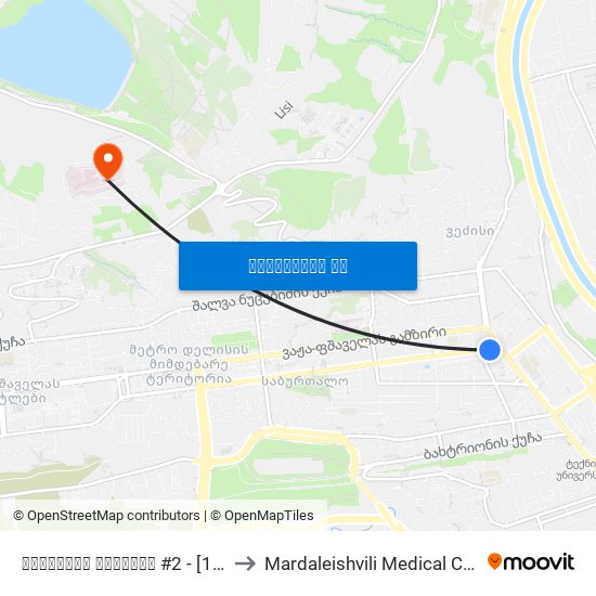 ყაზბეგის გამზირი #2 - [1004] to Mardaleishvili Medical Centre map